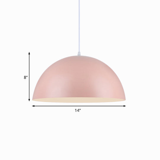 Nordic Style 1-Light Aluminum Bowl Pendant In Pink/Yellow For Living Room
