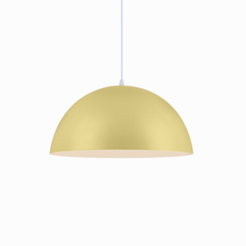 Nordic Style 1-Light Aluminum Bowl Pendant In Pink/Yellow For Living Room