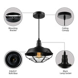 Farmhouse Style Pendant Light With Barn Shade - Black Metal 1 Head 10/14/18 Diameter Ideal For