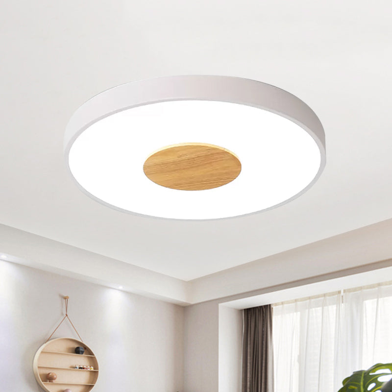Nordic Metal Led Ceiling Light - Circular Flush Mount With Acrylic Diffuser 12’/16’/19.5’