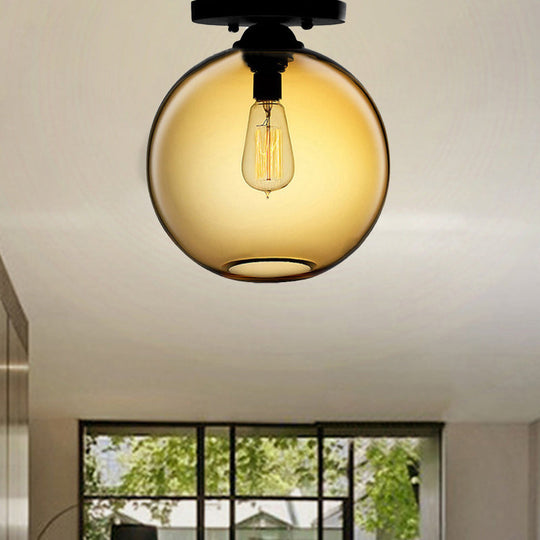 Contemporary Glass Orbit Ceiling Light Fixture - Red/Sky Blue/Amber/Dark Smoke/Coffee 1 Head Indoor