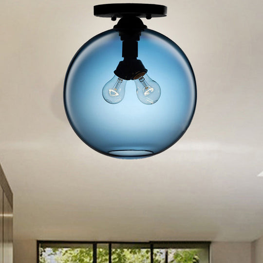 Modern 2-Head Flushmount Ceiling Lamp With Colorful Glass Shades - Global Mounted Light

Or

Global