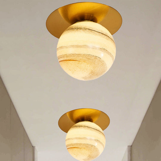 Modern Glass Orbit Ceiling Light Kitchen Flushmount Lamp - Clear/Light - Brown/Cream Single