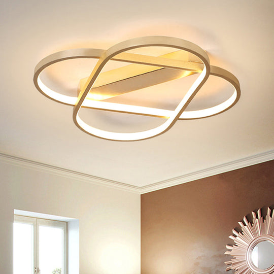 Contemporary Gold Oval Led Ceiling Light For Bedroom - Warm/White 19.5’/23.5’ Wide