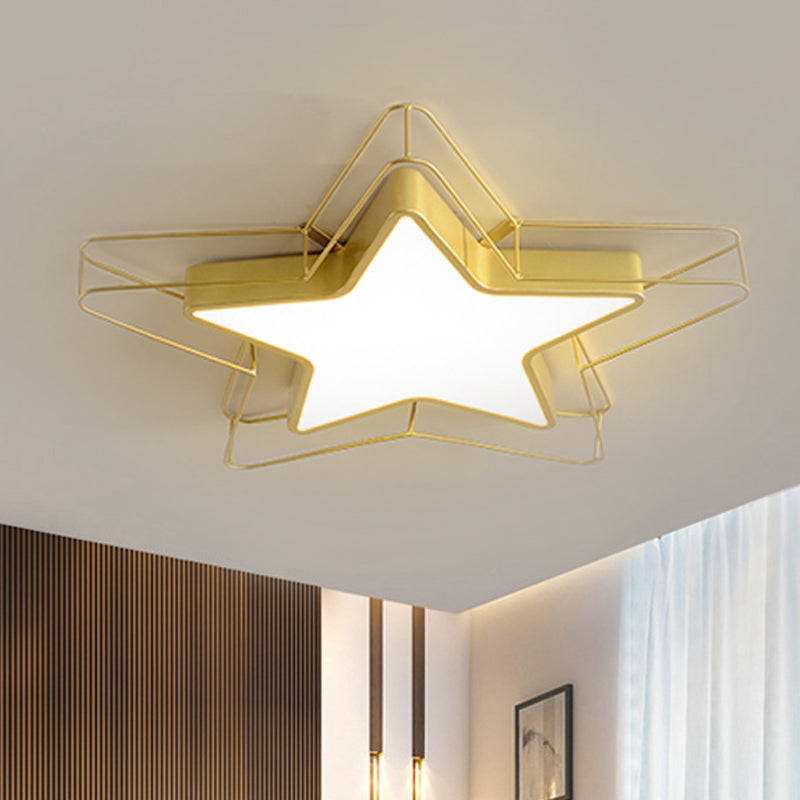 Modern Nordic 5-Point Star Led Flush Mount Ceiling Light - 24.5’/28’ Wide Black/Gold Finish For