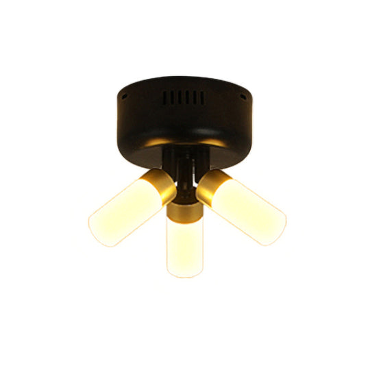 Sleek Black Metal 3 - Light Led Semi Flush Ceiling Fixture For Balcony Pipings