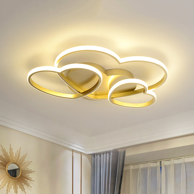 Heart Led Flush Mount Ceiling Fixture For Kid’s Room - Nordic Acrylic In White/Pink/Gold 19.5’
