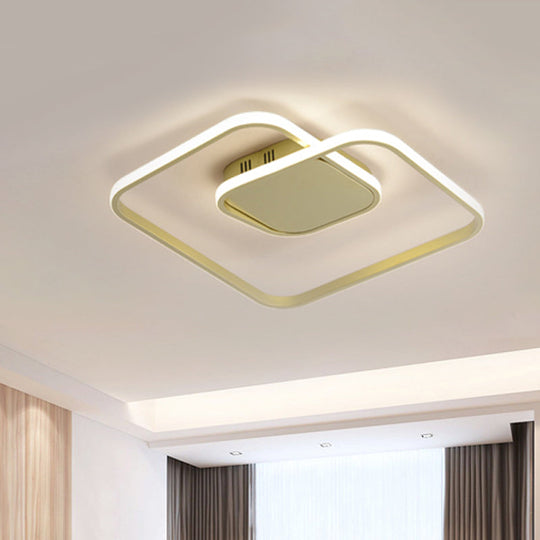 Modern Led Square Flush Ceiling Light In White/Black/Gold For Bedroom Acrylic Design Warm/White