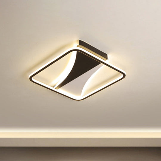 Modern Acrylic Flush Light For Bedroom - Square/Rectangular Ceiling Lighting In Black/White