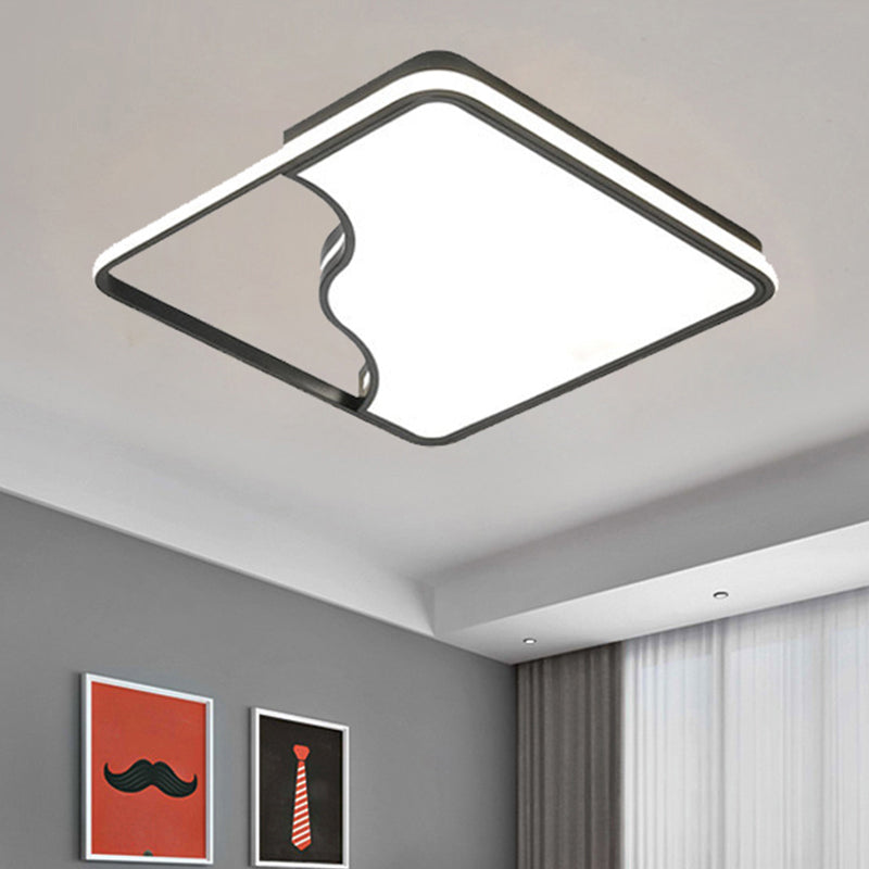 Modern Led Ceiling Light Fixture For Bedroom - Simple Acrylic Design Black/White 16/19.5/35.5 W