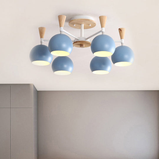 Macaron 3/6/8 - Light Acrylic Dome Ceiling Lamp - Pink/Yellow/Blue Semi Flush Pendant