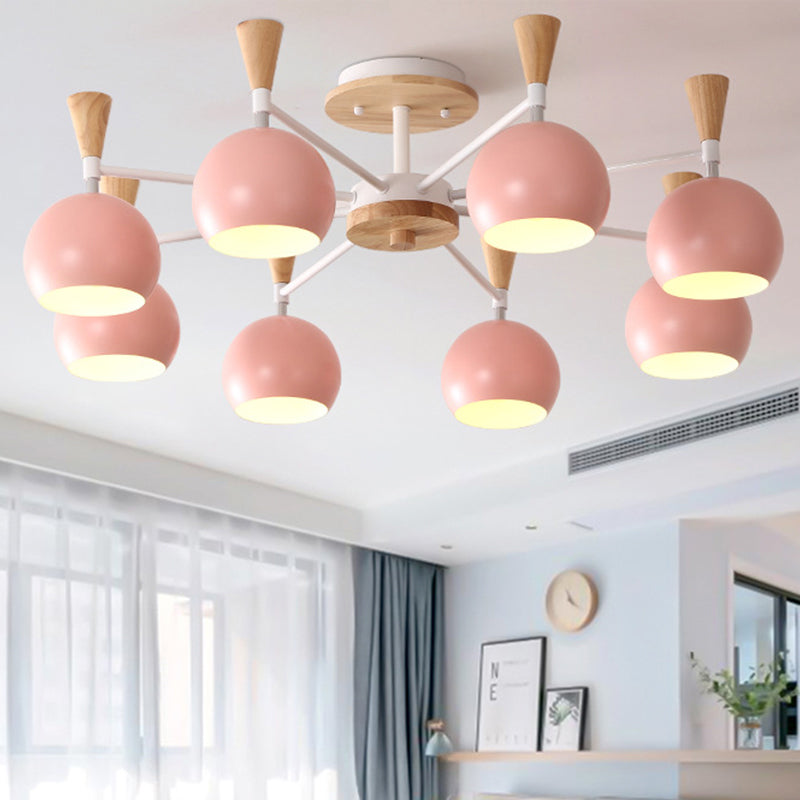Macaron 3/6/8 - Light Acrylic Dome Ceiling Lamp - Pink/Yellow/Blue Semi Flush Pendant