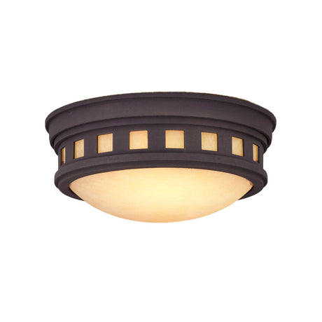 Rustic Metal Drum Flush Mount Ceiling Light With Opal Glass Bronze/Gold Outdoor Porch Lighting
