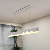 Moderner linearer LED-Kronleuchter – Weiß/Schwarz/Grün – rechteckiges Design – Hängende Deckenleuchte in Weiß/warmem Licht – 35,5"/47" breit