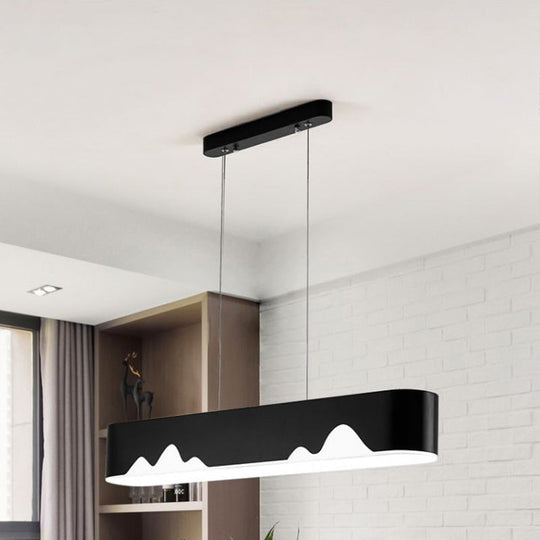 Modern Led Rectangular Linear Chandelier With Metal Hanging Ceiling Light (White/Black/Green) -