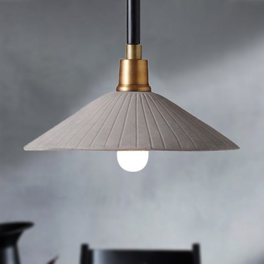 Industrial Style Concrete Conic Pendant Lamp With Adjustable Cord - Grey