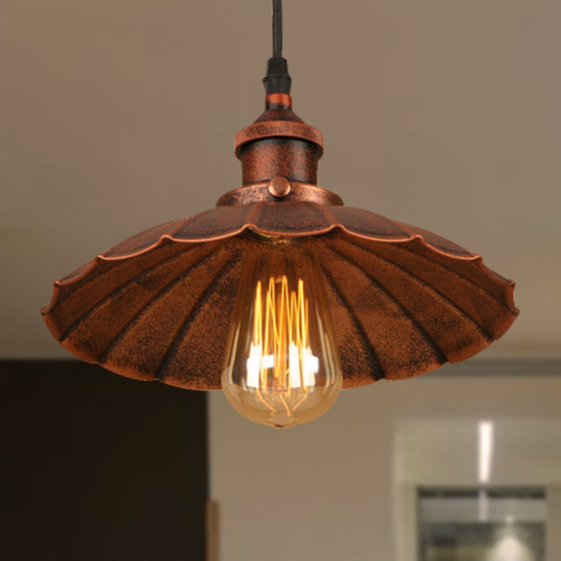 Farmhouse Scalloped Iron Pendant Light With 1 Hanging Ceiling - Indoor Lighting