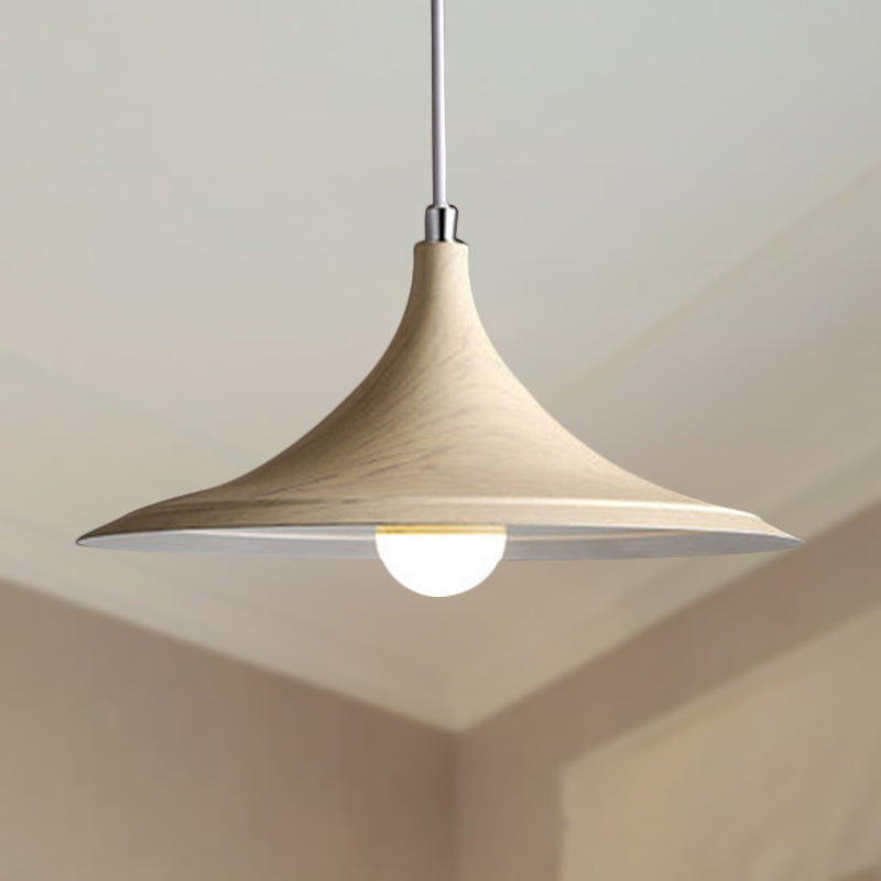 Industrial Style Metal Pendant Light - Flared Shade 1 White Perfect For Coffee Shops