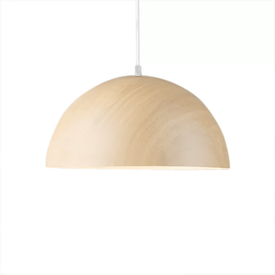 Contemporary Aluminum Domed Pendant Light With Wood Design In Dark Brown/Light Brown - Balcony
