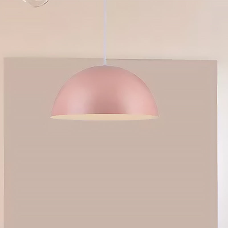 Nordic Style Bowl Pendant Light In Pink/Yellow For Living Room Décor