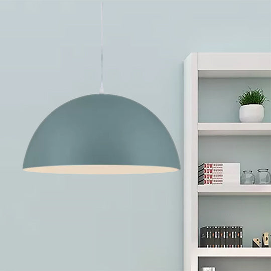 Nordic Style 1-Light Aluminum Bowl Pendant In Pink/Yellow For Living Room Green