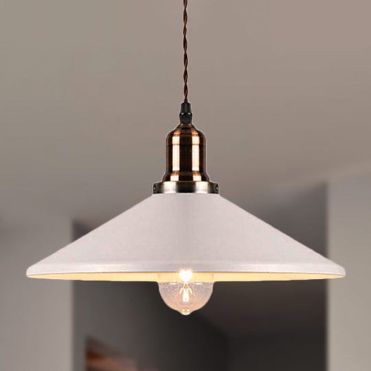 Stylish Cone/Saucer/Dome Shade Pendant Light For Restaurants - White Metal Hanging