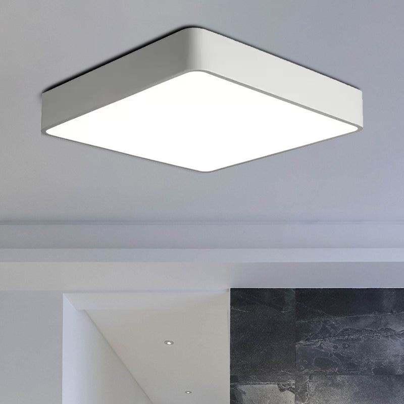Modern Led Metal Flush Mount Light Fixture - White/Black Square 14/18/23.5 Wide Living Room