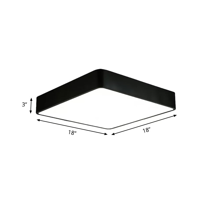 Modern Led Metal Flush Mount Light Fixture - White/Black Square 14/18/23.5 Wide Living Room