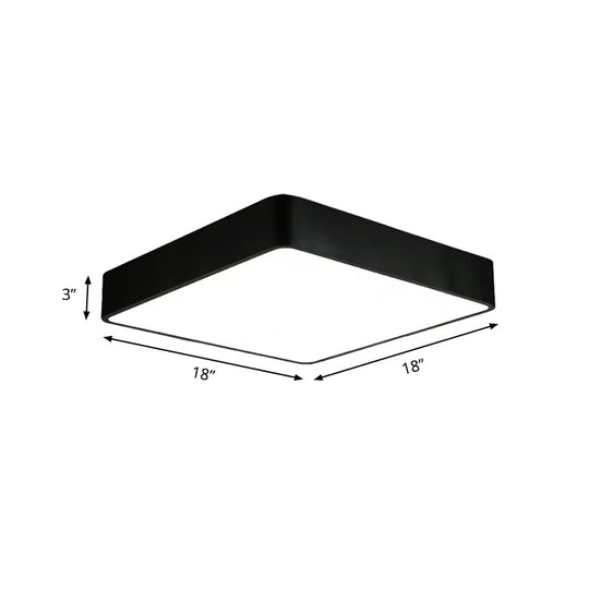 Modern Led Metal Flush Mount Light Fixture - White/Black Square 14/18/23.5 Wide Living Room