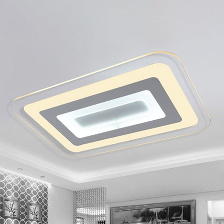 Sleek 23/31/47 Thin Acrylic Flush Mount Led Ceiling Lamp In Warm/White Light - White