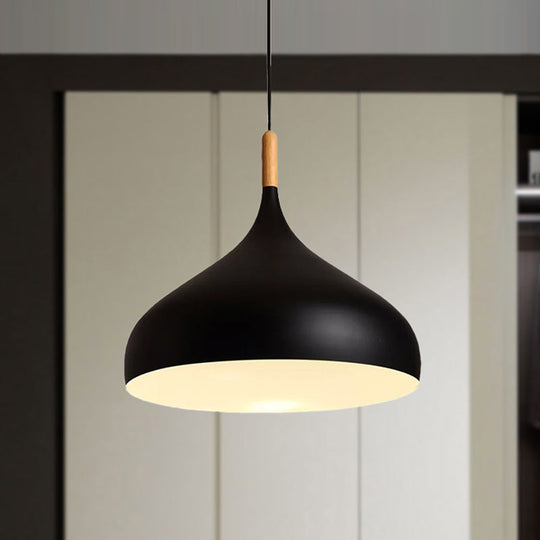 Metallic Dome Pendant Lamp - Simple Style 1 Head Black/White Ideal For Dining Rooms Available In