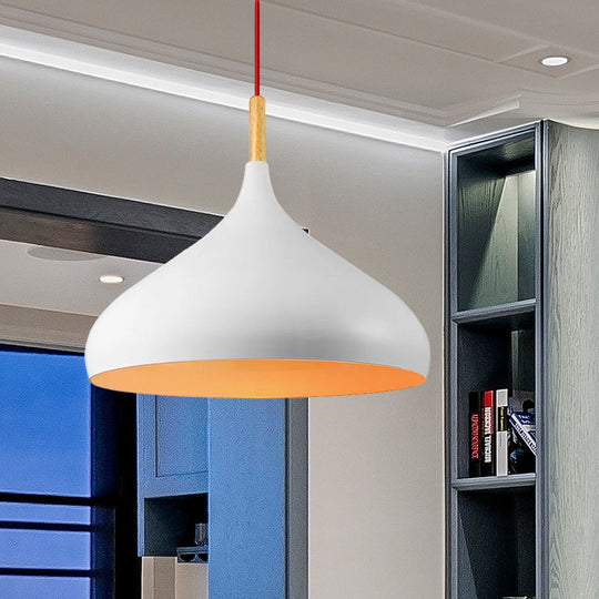 Metallic Dome Pendant Lamp - Simple Style 1 Head Black/White Ideal For Dining Rooms Available In