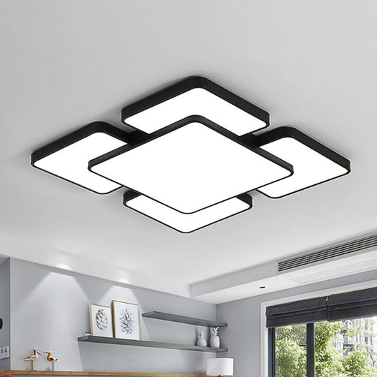 Modernist Style Flush Mount Lamp: Acrylic Shade Ceiling Light Black/White 20.5’/24.5’ 5/7 Lights
