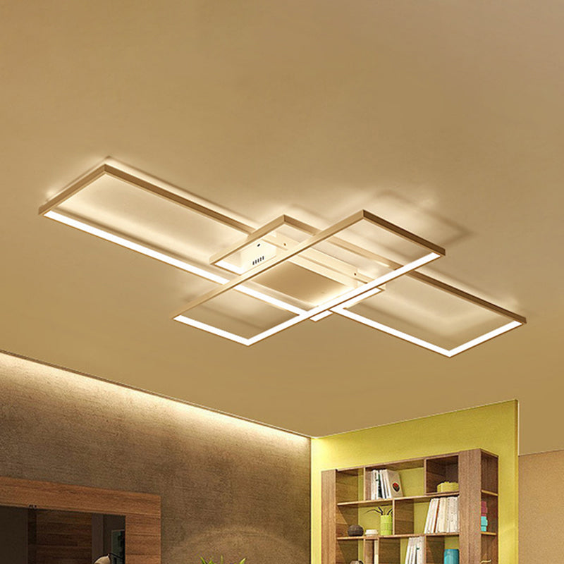 Modern Rectangular Flush Mount Led Light Fixture In Warm/White/Natural – Acrylic Finish
