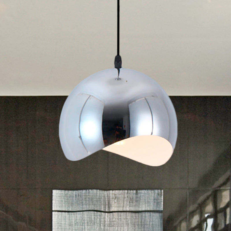 Modern Black/Chrome Kitchen Pendant Light Fixture With Waveforms Dome Metal Shade Hanging Lamp 8/12