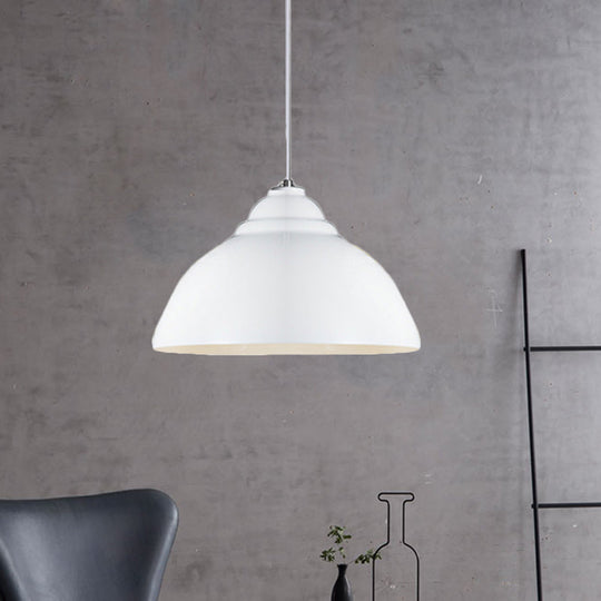 Yellow/White Metal Industrial Pendant Lamp With Domed Shade - Stylish Kitchen Ceiling Fixture