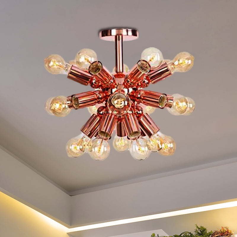 Vintage Copper Finish 6/9 Lights Starburst Semi Flush Ceiling Light For Bedroom 18 /