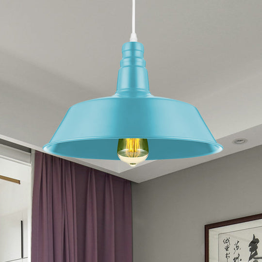 Barn Living Room Pendant Lighting - 10/14 Inch Wide Industrial Style Metal 1 Bulb Hanging Light