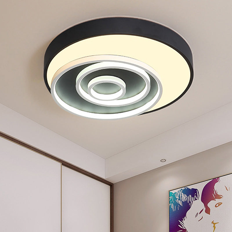 16’/19.5’ Multi - Ring Flush Mount Fixture In Black - Acrylic 1 Light Round Ceiling Lights With