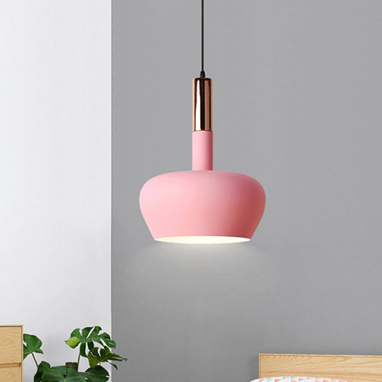Modern Hanging Wine Glass Pendant Light - 1 Blue/Pink/Yellow Suspension