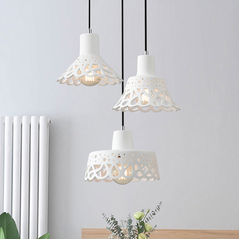Nordic Style Concrete Pendant Lighting: Etched 1-Light Grey/White/Yellow Hanging Light With