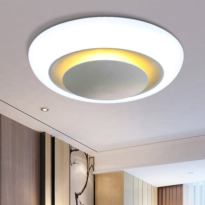 Unique Round Modern Ceiling Light - 16.5/20.5/24.5 Warm/White Flush Mount Fixture (White)