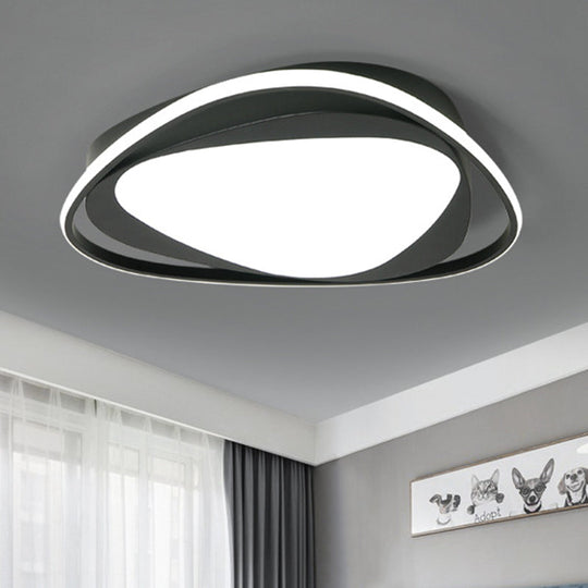 Black Metal Led Flushmount Ceiling Light With Minimalist Triangle Design And Integrated Diffuser