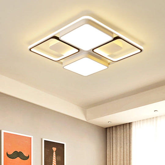 Contemporary Led Flush Mount Ceiling Light In Black/White 19.5’/45’ Wide White / 19.5’