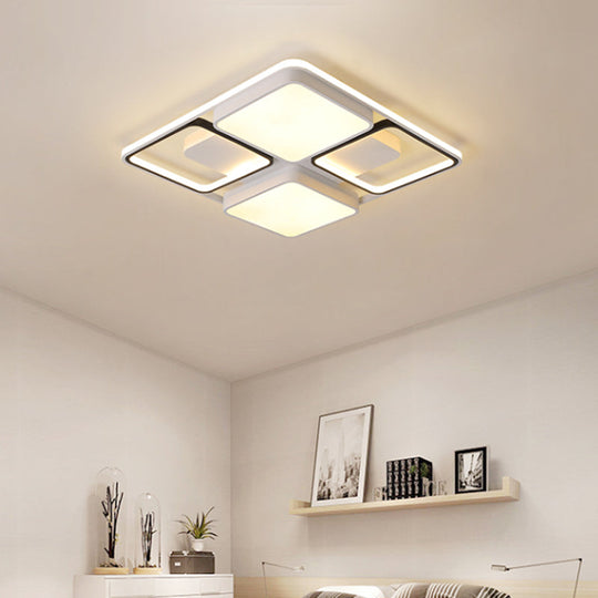 Contemporary Led Flush Mount Ceiling Light In Black/White 19.5’/45’ Wide