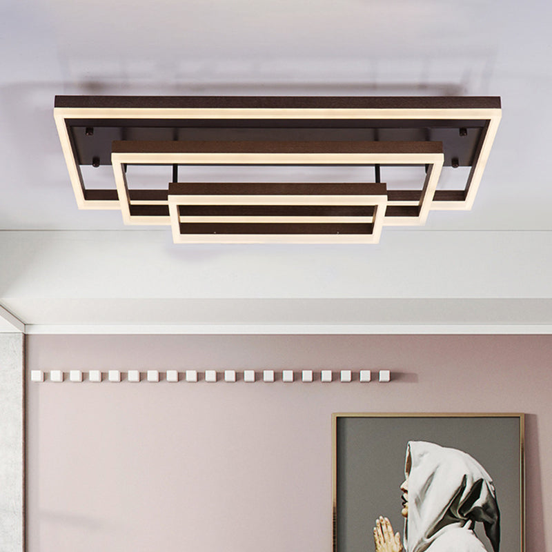 Modern Metallic Brown Semi Flush Mount Light In Warm/White/Neutral Tones