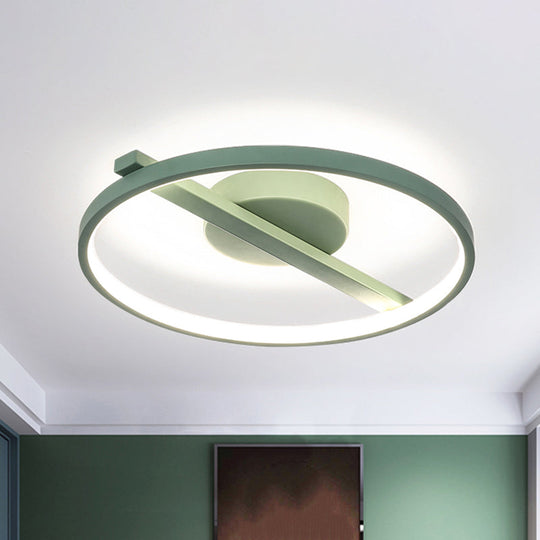 Modern Acrylic Ring Flush Mount Ceiling Light In Black/White/Blue For Living Room - Warm/White