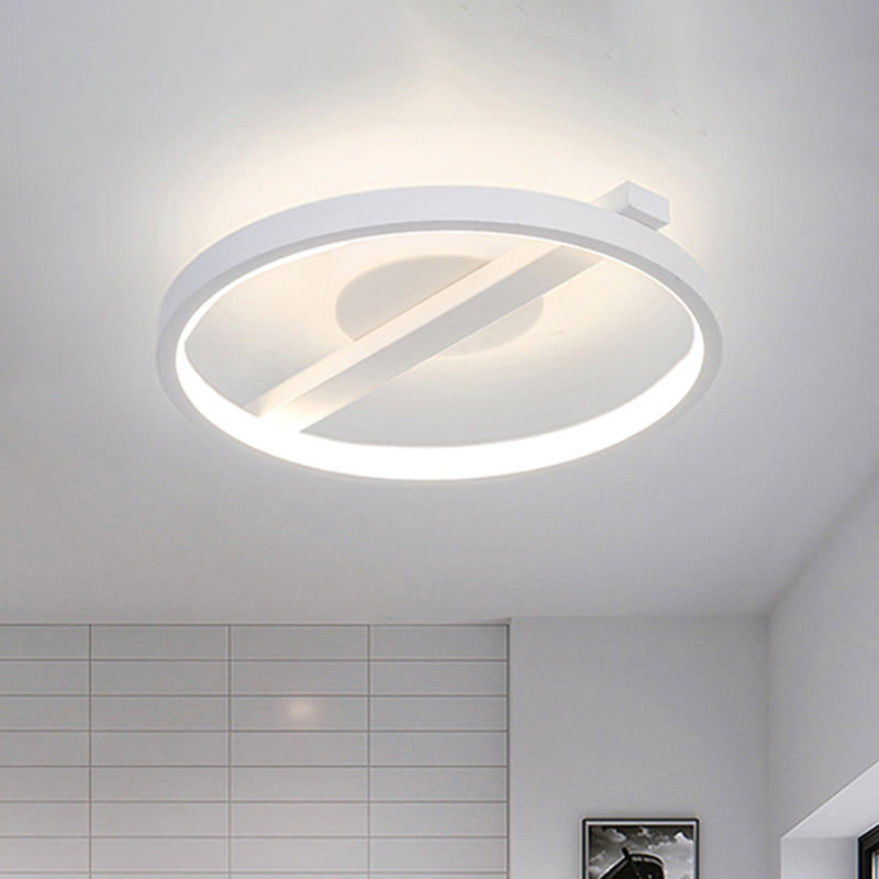 Modern Acrylic Ring Flush Mount Ceiling Light In Black/White/Blue For Living Room - Warm/White