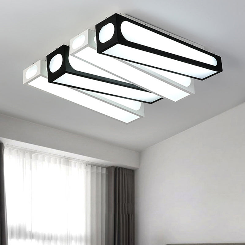 Contemporary Led Linear Flush Mount Ceiling Light In Black And White For Foyer