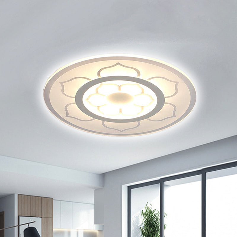 Modern Acrylic Lotus Flush Mount Lamp - Led Ceiling Light (8/16.5/20.5) In Warm Or White